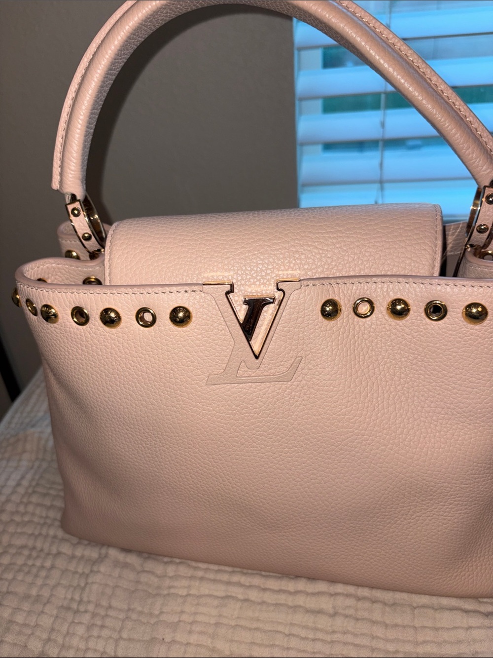 Louis Vuitton Taurillon Studdy Capucines MM
